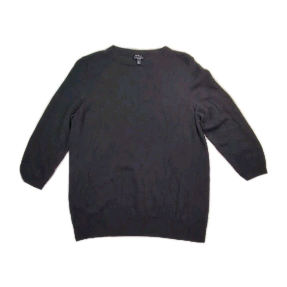 Talbots Womens Black Pure Cashmere Sweater XL Crewneck Pullover 3/4 Sleeve